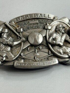 Vintage Belt Buckle Pewter Baseball America Pastime Bergamot 1993 Babe Ruth Cobb